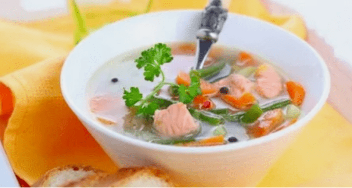 Fish soup with a protein diet
