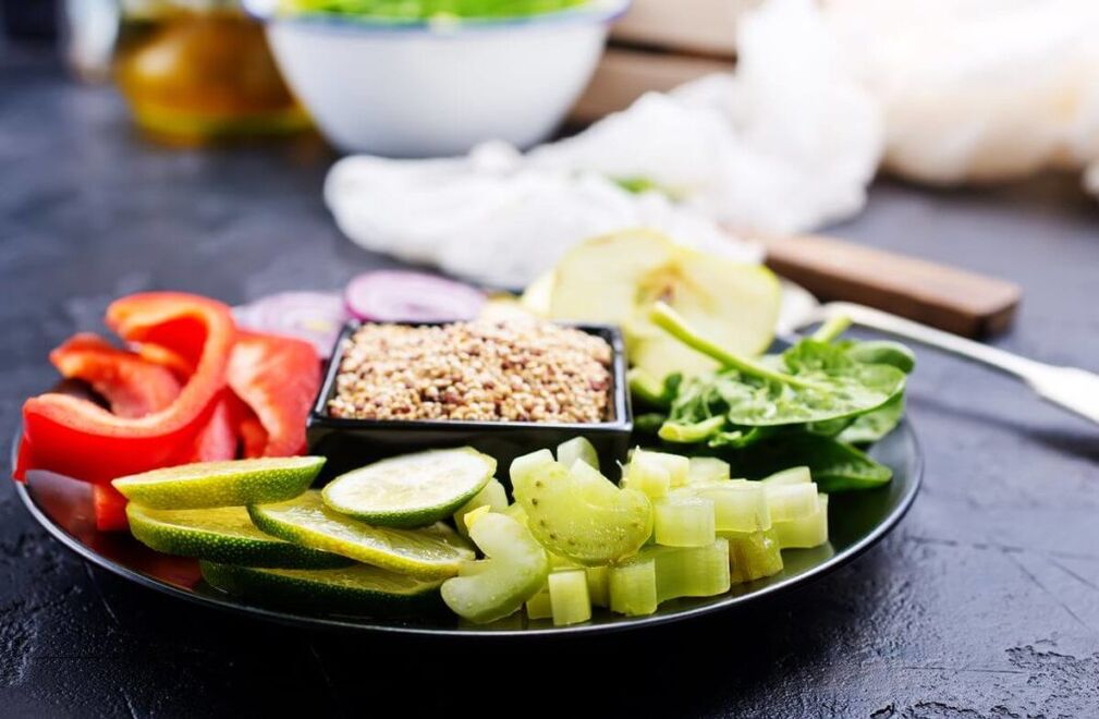 Vegetables on a buckwheat diet